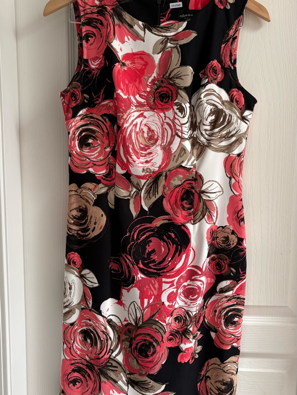 Cato Sleeveless Floral Midi Dress - Black, red Coral & Cream
